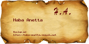 Haba Anetta névjegykártya